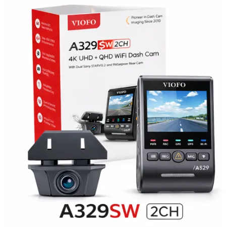 Kamera samochodowa VIOFO A329SW 2CH z obsługą SSD i wodoodporną kamerą tylną